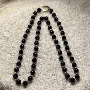 Gorgeous Jostens Sterling Silver Onyx beaded Necklace